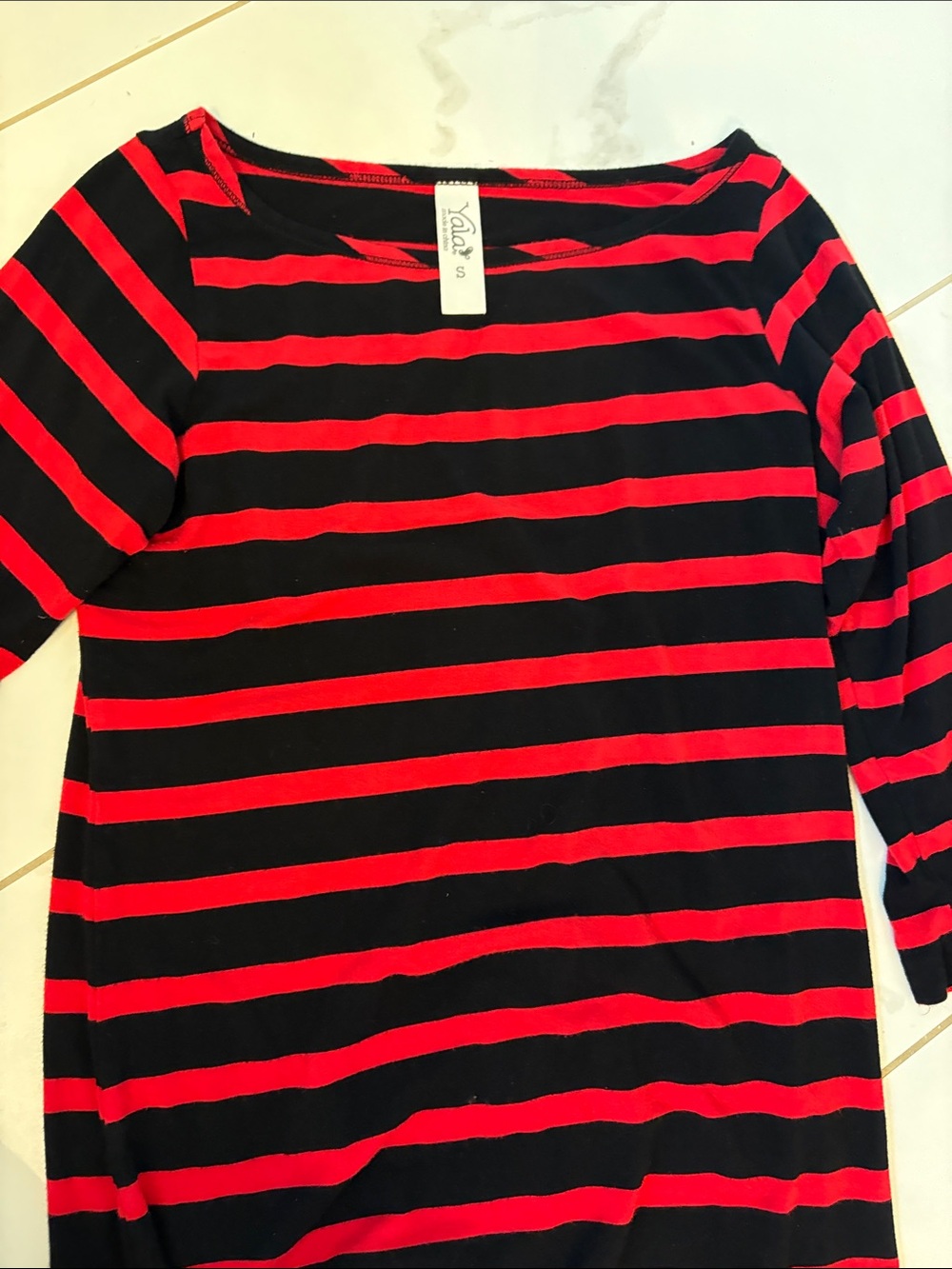 Yala Red & Black Striped Long Sleeve Tee
